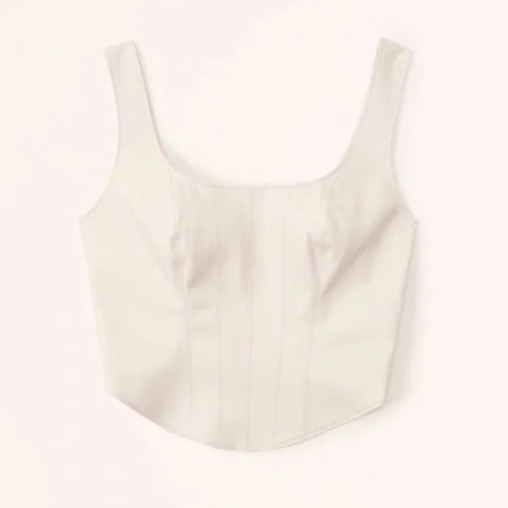 Abercrombie Women’s Vegan Leather Corset Top in Beige Size XL